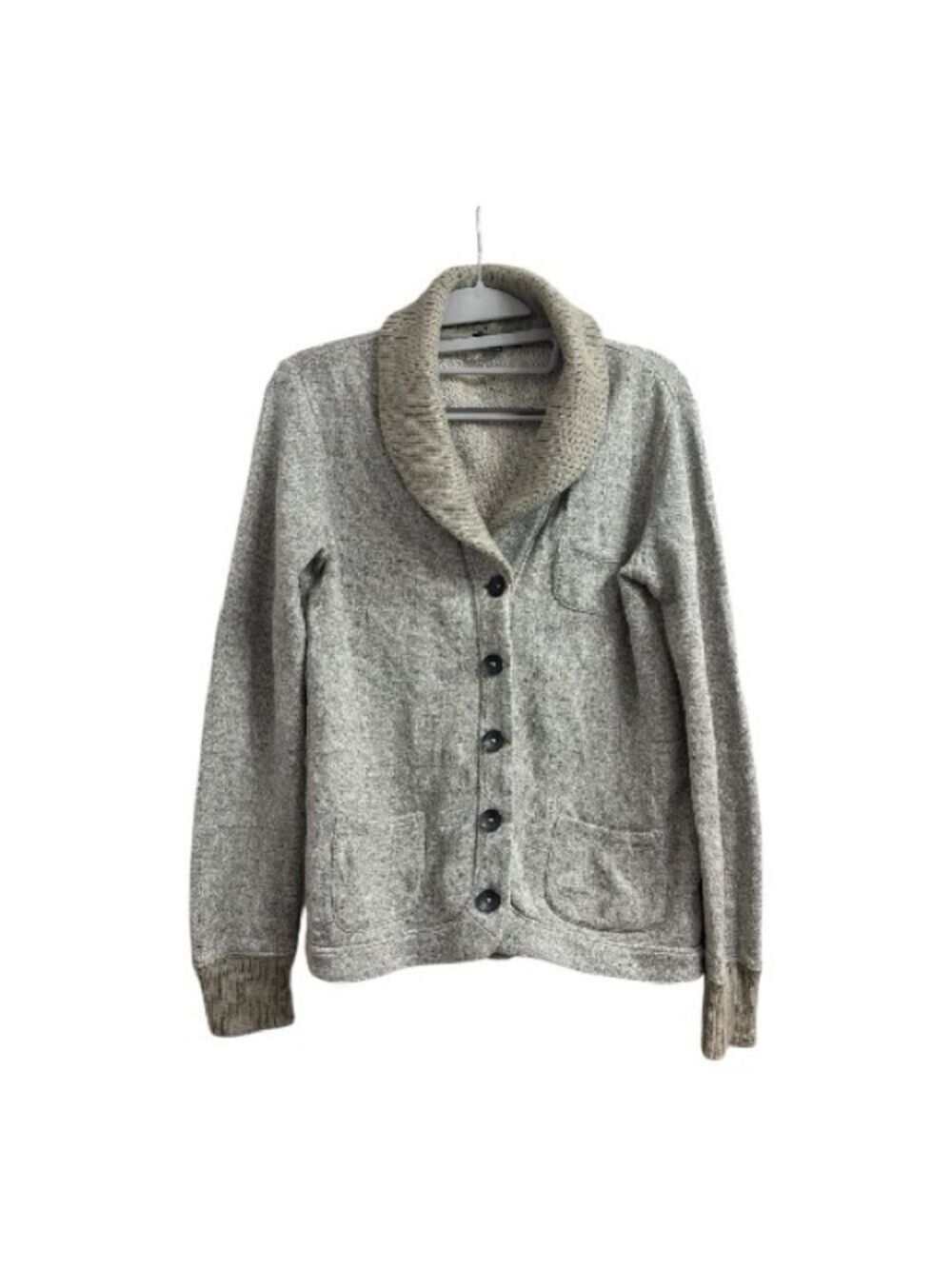 GAP Contrasting Color (Gray & Green) Button Up Cardigan w/ Green Shawl Neckline